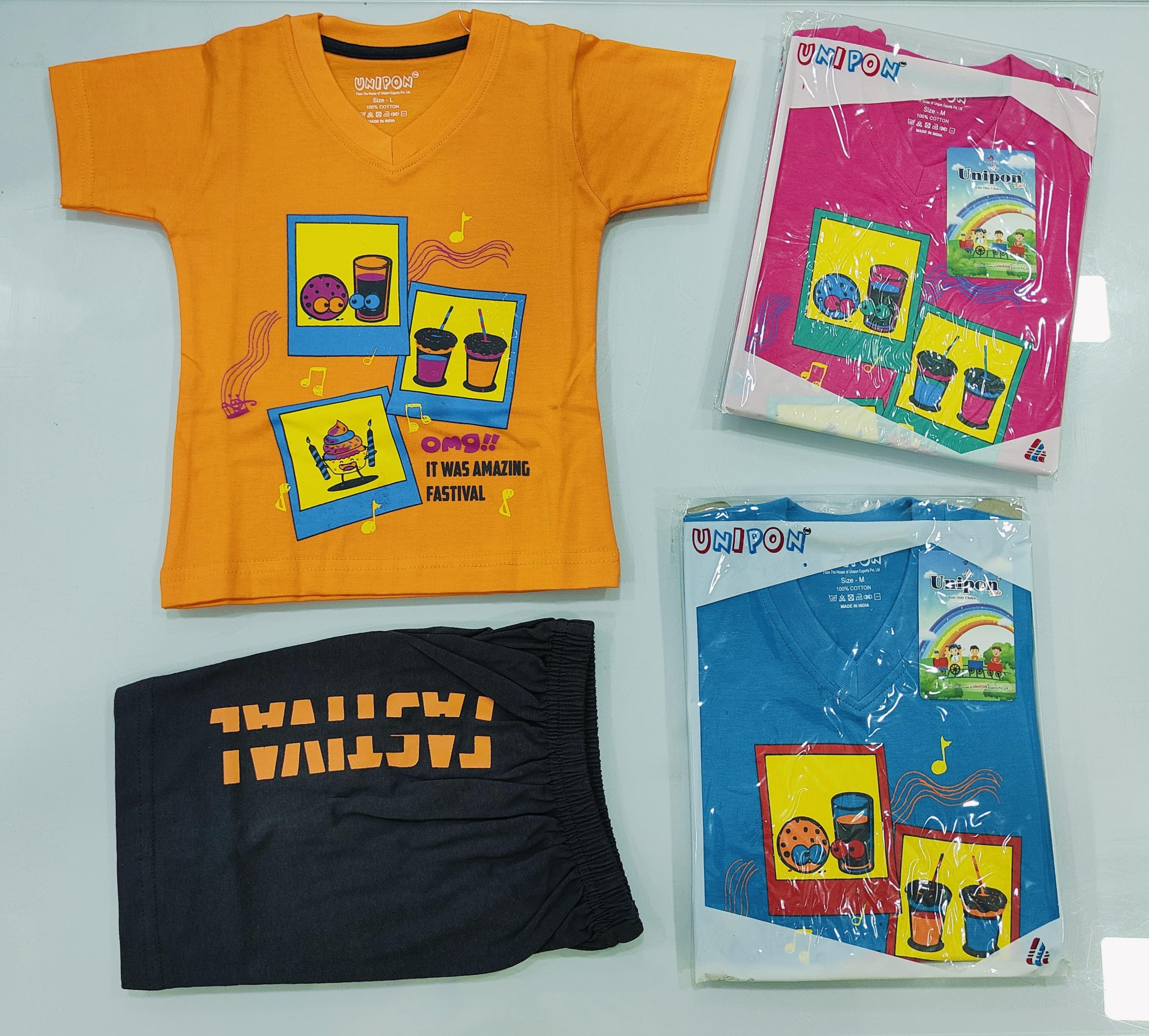 Festival Snack Print Full Sleeves T-Shirt & Pajama set of 6 pieces